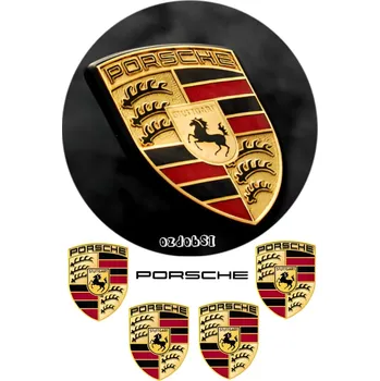 Jedlá dekorace na dort Porsche logo - jedlý papír - Bez úprav