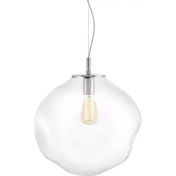 Kaspa 10413109 AVIA L - Závěsné svítidlo s nepravidelným průhledným stínidlem, chrom lesk, 1 x E27, Ø 40cm (Závěsné svítidlo 1 x E27, se skleněným stínidlem)