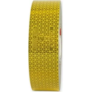 Samolepicí dekorace na vozidlo Oralite Reflexní samolepící páska 50 mm, homologace E4, žlutá, ® VC 104+ Rigid Grade