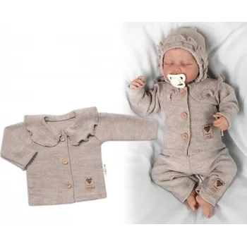 Pletený svetřík s volánkem Girl, Baby Nellys, béžový, Velikost koj. oblečení 68 (3-6m)