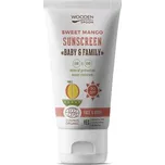 Wooden Spoon Opalovací tělové mléko Baby & Family SPF 50 mango, 150 ml