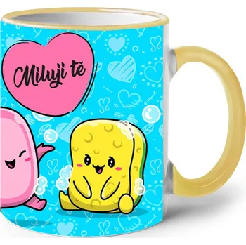 Keramický hrnek Miluji tě 2, Barva Žlutá, Velikost 330 ml, Canvas Keramický hrnek s barevným uchem Bezvatriko.cz 2514