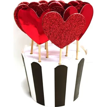 Party nádobí Rautová napichovátka - srdíčka červená - 12 ks