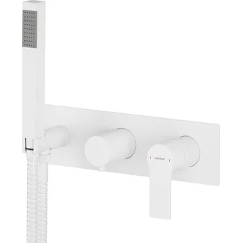 Vodovodní baterie PAX podomítková sprchová/vanová baterie s ruční sprchou, 2 výstupy, bílá mat