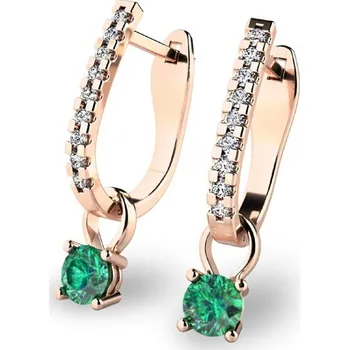 Náušnice Dámské náušnice žluté zlato 585/1000 se zirkony a smaragdy 10862-CV-ZIR-ZEL