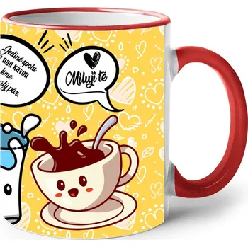 Keramický hrnek Navždy tě miluji, Barva Červená, Velikost 330 ml, Canvas Keramický hrnek s barevným uchem Bezvatriko.cz 2515