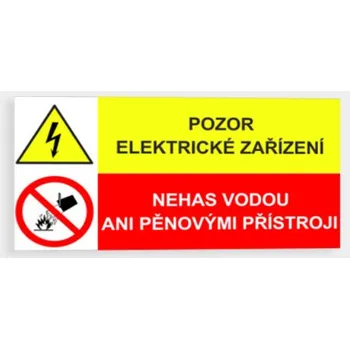 Traiva 142 pozor - elektrické zařízení Nehas vodou ani pěnovými přístroji samolepka 04702 75 x 50 mm Traiva 142 pozor - elektrické zařízení Nehas vodou ani pěnovými přístroji samolepka 04702 75 x 50 mm