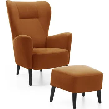 Křeslo Next křeslo ušák s podnožkou cihlové