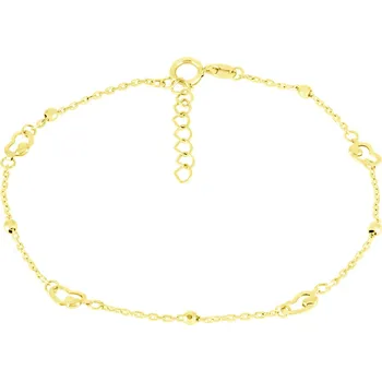 Náramek GEMMAX Zlatý řetízkový náramek Srdíčka délka 17 + 2 cm – zlatý šperk ryzosti 585/1000 v Dárkovém balení s Certifikátem GLBYN-19-02508