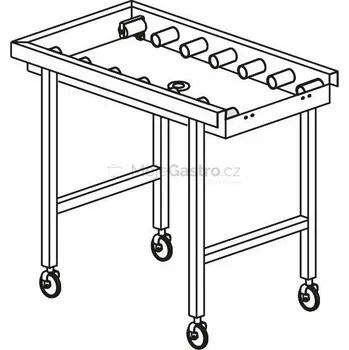 Dílenský stůl KROMO Stůl válečkový pojízdný s vanou 1640 x 650 x 850 mm