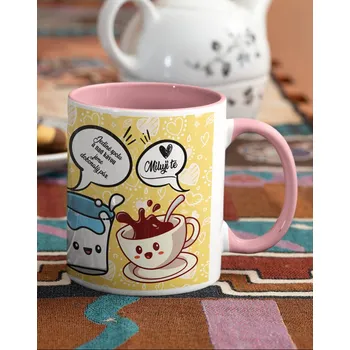 Keramický hrnek Navždy tě miluji, Barva Růžová, Velikost 330 ml, Canvas Keramický hrnek s barevným uchem Bezvatriko.cz 2515