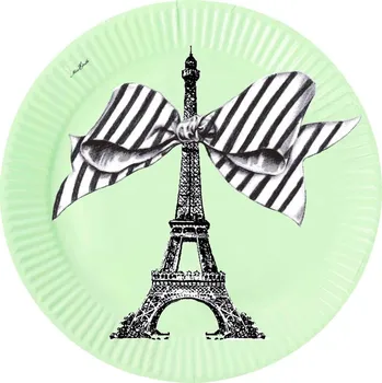 Party nádobí Papírové talíře 23 cm - Paris mátové - 8 ks