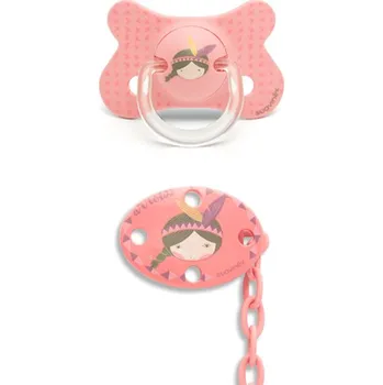 dudlíky Suavinex Šidítko Fusion anatomické silikon 4-18 m + Klip růžový indián