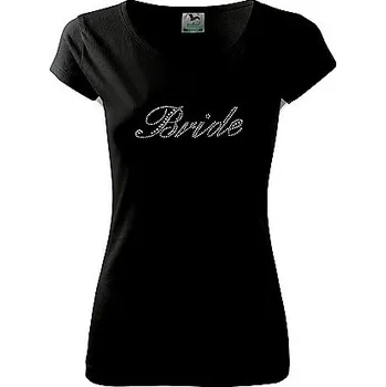 Party dekorace Tričko na rozlučku - Bride kamínková - černé - vel.S