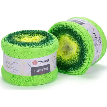 Příze Yarn Art Flowers Vivid 508 žlutá, tmavě zelené, neonově zelená
