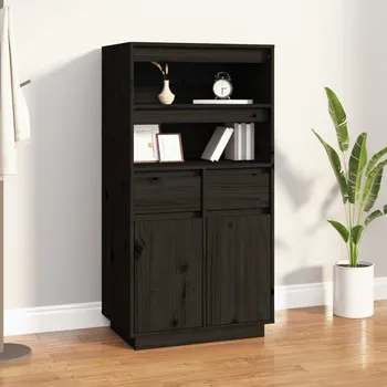 Organizace kuchyně vidaXL Skříň highboard černá 60 x 40 x 116,5 cm masivní borové dřevo
