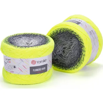 Příze Yarn Art Flowers Vivid 502 světle šedá, tmavě šedá, neonově žlutá