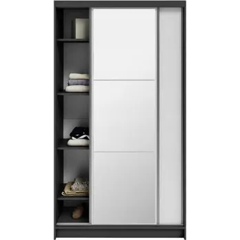 Šatní skříň Šatní skříň DENVE 120x218x60,3 cm bílá/šedá se zrcadlem