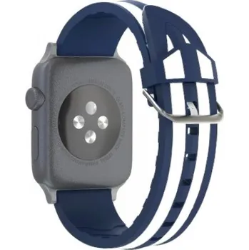 Řemínek na hodinky Silikonový řemínek s proužky pro Apple Watch Ultra 49mm / 46mm / 45mm / 44mm / 42mm - modrobílý