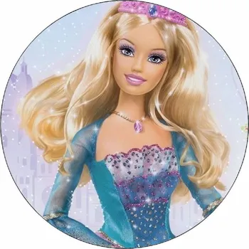 Jedlá dekorace na dort Jedlý papír Barbie princezna 19,5 cm