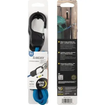 Gumicuk s uzamykací karabinou Slide Lock Carabiner Bunge - modrý, Nite Ize