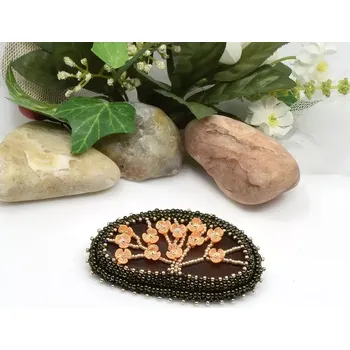 Brož Mijabijoux Brož z minerálu hnědý achát MB00361