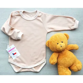 Kojenecké oblečení AMÁLKA Bavlněné body dlouhý rukáv, oříškové Velikost: 80