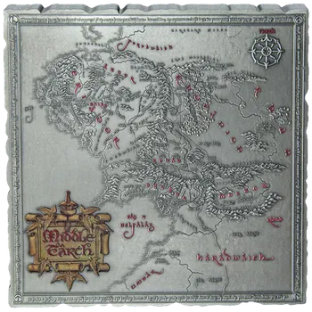 Exkluzivní stříbrná mince 5 Oz Middle Earth™ Map 2024 (Lord of the Rings™) Color Antique