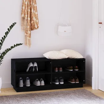 Botník vidaXL Botník černý 110 x 34 x 45 cm masivní borové dřevo