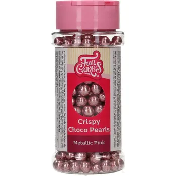 Čokoláda FunCakes Crispy Choco Pearls - metalické růžové 60 g