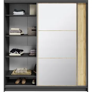 Šatní skříň Šatní skříň DENVE 200x218x60,3 cm dub craft/šedá se zrcadlem