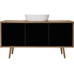 Oltens Hedvig skříňka 140x45x49.7 cm pod umyvadlo závěsná černá-dub 60205360