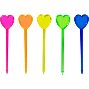 Koktejlová dekorace Folat Párty zapichovátka srdce mix barev, 24 ks