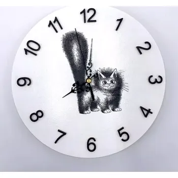 Hodiny Nástěnné hodiny Kočička dlouhosrstá (Hodiny s kočkou, kočičí dárky)
