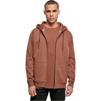 Pánská mikina Heavy zipová mikina Build Your Brand s kapucí, dvěmi kapsami Barva: Hnědá, Velikost: 3XL BY012