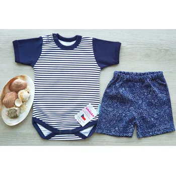 Kojenecká souprava AMÁLKA Bavlněná letní souprava, moře Velikost: 80