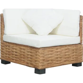 Pohovka vidaXL Rohová pohovka s poduškami přírodní ratan