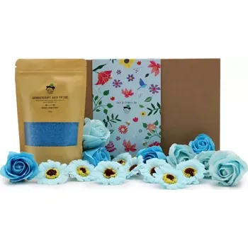 Kosmetická sada Luxusní dárkový set soli a mýdlových květů modrý – relaxace a aromaterapie doma