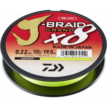 Daiwa Šňůra J Braid Grand X8E Zelená 270m 0,20mm