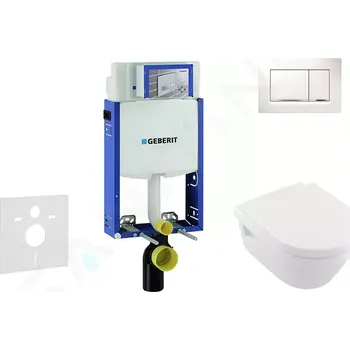 Geberit Kombifix Set předstěnové instalace, klozetu a sedátka Villeroy & Boch, tlačítka Sigma30, DirectFlush, SoftClose, CeramicPlus, bílá/lesklý chrom, 110.302.00.5 NB5