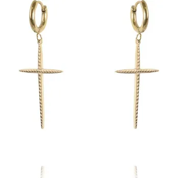 Náušnice Flamenco Mystique Náušnice z chirurgické oceli pozlacené 14karátovým zlatem, zlatá barva, rozměry 4,0 x 1,9 cm, typ zapínání puzeta