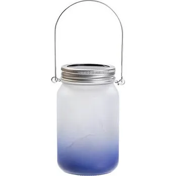 Lucerna Skleněná solární lucerna s kovovou rukojetí 450 ml s tmavě modrým gradientem sublimace termotransfer