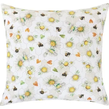 Povlak na dekorativní polštářek Bellatex Povláček EMA Velikonoce 45x45 cm Kytička a včelka