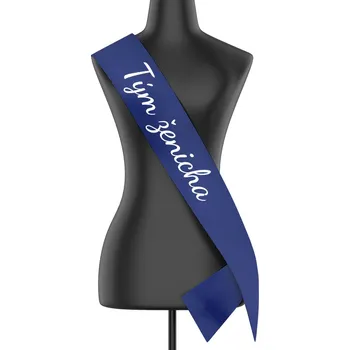 Party dekorace Šerpa Tým ženicha, Barva Tmavá modrá, Velikost šířka šerpy 10,8 cm, Canvas Šerpa 2524