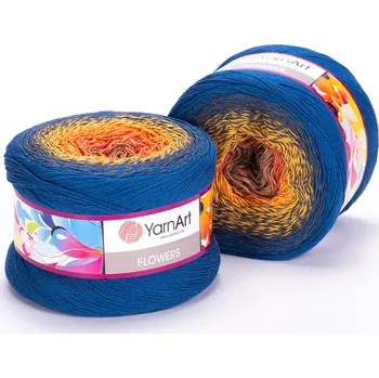 Galanterie Yarn Art příze Flowers 258 béžová, oranžová, žlutá, šedá, modrá