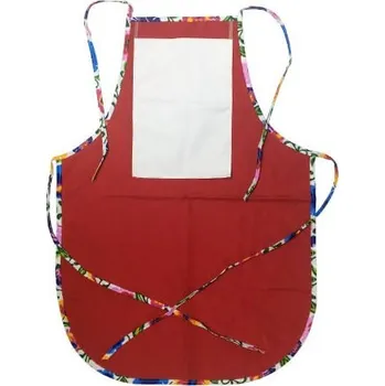 Kuchyňská zástěra Kuchyňská zástěra červená s lemováním - lem bílé květy sublimace termotransfer