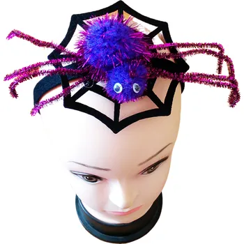 Karnevalový kostým wiky Čelenka pavučina s pavoukem 22,5 cm Fialová