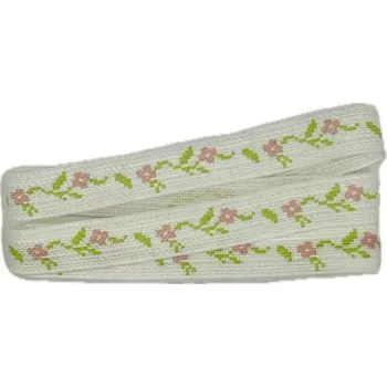 Stuha Stuha bavlněná FIORINO růžová 15mm x 2m (6,-Kč/m) (Dekorační látková stuha, bílá, jednostranný potisk)