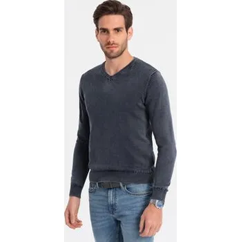 Pánský svetr Ombre Svetr OM-SWOS-0108 Tmavomodrá Fitting Fit L