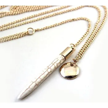 Náhrdelník Flamenco Mystique Vícevrstvý Náhrdelník s Podlouhlým Kamenem, Bílý, Z Obecných Kovů, Délka 46 cm